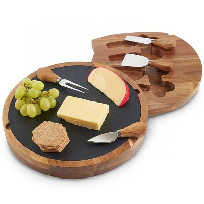 China High Quality Serving Tray Round Cheese Board Round Cheese Board Acacia Wooden Stocked Cutting Board for sale