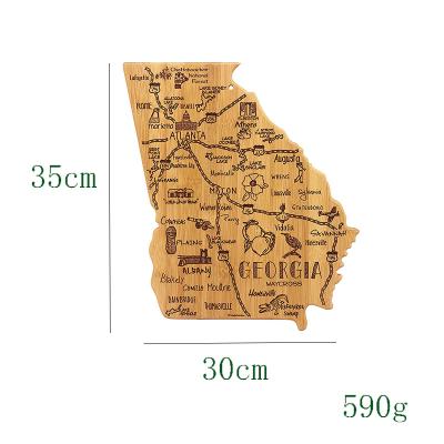 China Wholesale State Bamboo Destination Oregon Cutting Board Shape Map Stocked Bamboo Cutting Board for sale