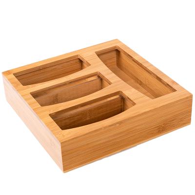 China 2022 Hot Selling Sustainable Bag Storage Bamboo Ziplock Organizer For Kitchen Drawer for sale