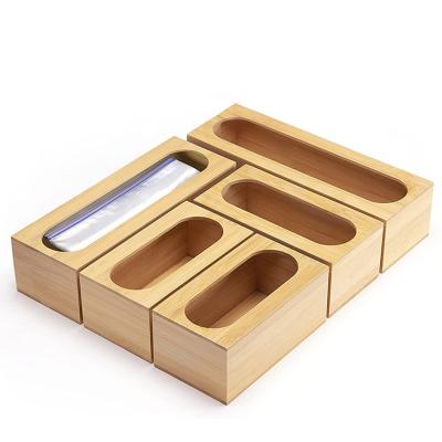 China Hot Sale 5 Pcs Bamboo Stored Box For Food Storage Organizer With 12 Inch Drawer Storage Case for sale