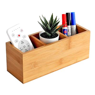 China Simple Lattice Desktop Storage Box Bamboo Shelf Finishing Cosmetic Storage Box for sale