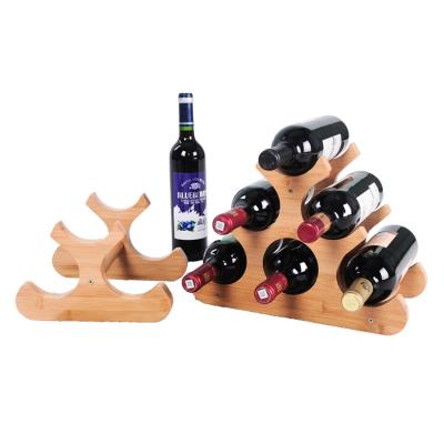 China Other New Countertop 6 Wine Bottles Wooden Bamboo Wine Rack Original Bamboo Wood Storage Rack for sale