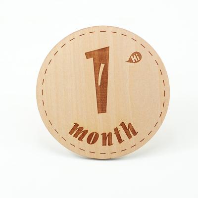 China Europe Baby Monthly Milestone Wooden Engraved Photo Props Record Cards Baby Boy Girl Milestone Cards Newborn Wooden Baby Gifts for sale