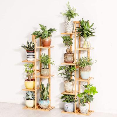 China 2021 high quality sustainable development multi-cegonha folding flower plant pot shelf rack bamboo wooden stand for sale