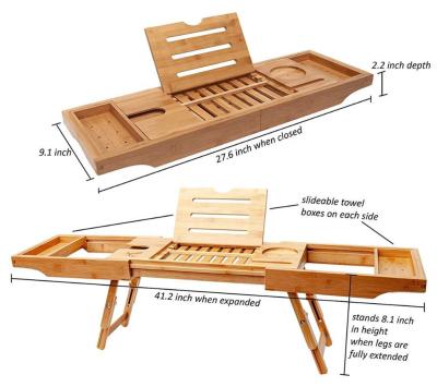 China Wholesale Viable 2 in 1 Multifunctional Natural Bamboo Tub Caddy Desk Bed Laptop Bed and Bamboo Table and Bamboo Tub Tray for sale