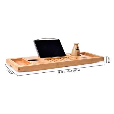 China 2021New Sustainable Hot Natural Bamboo Bathtub Caddy With Sides Expanding Shower Tray Tray Expandable Bathtub for sale