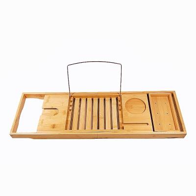 China New Sustainable Luxury Spa Organizer with Folding Sides Bamboo Tub Caddy Bamboo Tray Bath Tray for sale