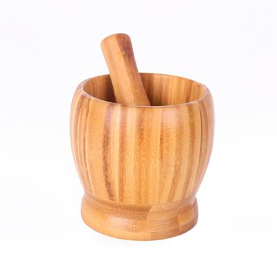 China Viable Bamboo Mortar and Pestle, Meat Grinder Herb Spice Masher Grinder Garlic Chopper Ginger Crusher Spices Grinding Garlic Press Set for sale