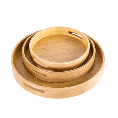 China Morden Modern Custom New Design Natural Waterproof Lipproof Wooden Bamboo Tea Serving Tray With Handle for sale