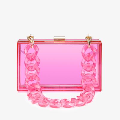 China 2021 High Quality Fashion Makeup Bag Wholesale Mini Pure Color Purse Clutch Acrylic Square Shoulder Handbag for sale