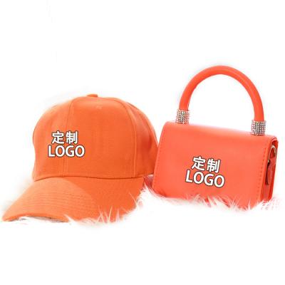 China Fashion Customized Popular Handbag And Hat Set Colorful Fashion Diamond Square Purse Cross Body Bag And Hats for sale