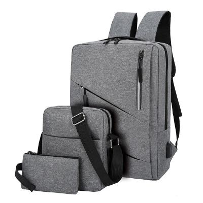 China Fashion 3 Pcs/Set USB Management Computer Backpack Fashion Travel Bag Women's School Student Schoolbag Men for sale