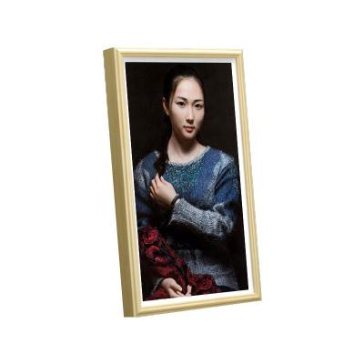 China Fixed Mall Hotel Museum Wood Frame Display 49 Inch LCD Advertising Display Digital Sign Digital Photo Frame for sale