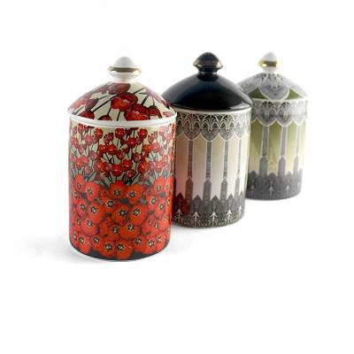 China Ceramic Jar Container For Candle Scented Candles In Golden Apple Shaped Ceramic Jar for sale