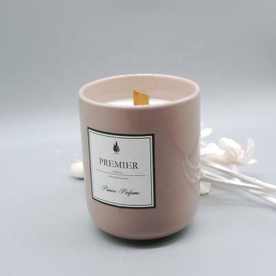 China Ceramic Jar Container For Candle Scented Candles In Pink Dot Printed Gold Small Ceramic Jar With Lid for sale