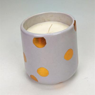 China Ceramic Jar Container For Empty Modern Style Ceramic Candle Jar / Clay Candle Cups With Lids for sale