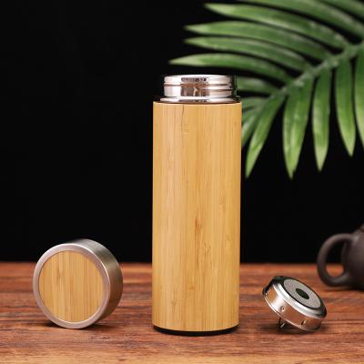 China 2022 New Customized Eco-friendly PORTABLE Natural Bamboo Shell Stainless Steel Water Bottle Vacuum Flask Coffee Cup Insulated Coffee Mugs for sale