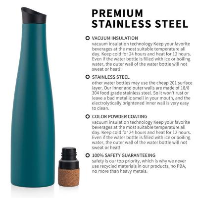 China Sustainable Stainless Steel Insulated Water Bottle With Bamboo Lid And Sport Lid for sale