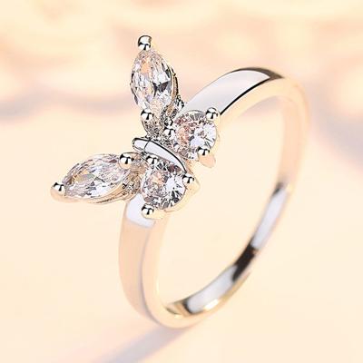 China Best Selling Cheap Fashion FASHIONABLE Price Jewelry Women Zircon Crystal Butterfly Ring for sale