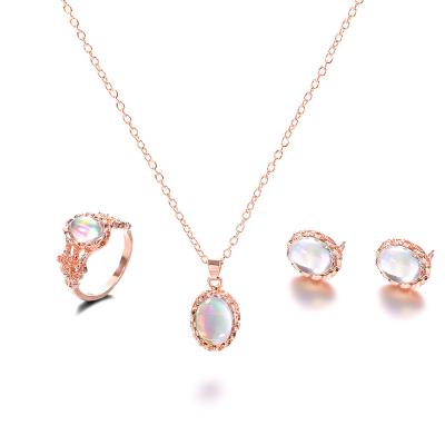 China 2021 Hot Selling Hiphop Gemstone Jewelry Set Alloy Dazzling Fashion Women's Gemstone Necklace for sale