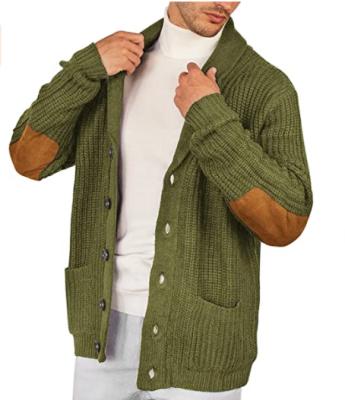 China Multicolor Anti-Wrinkle Mens Shawl Collar Cardigan Sweater Button Down Knitted Sweaters With Pockets for sale