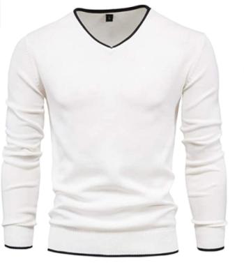 China Anti-Wrinkle Mens Cotton V-Neck Sweater Knitted Top Jumper Sweater Long Sleeve Pullover for sale