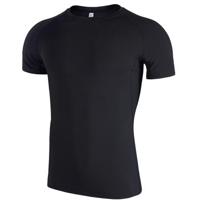 China Anti-Wrinkle Milk Shreds Polyester95% Spandex 5% Mens Sports T-shirt Tight Short Sleeves for sale