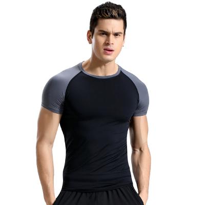 China Anti-Wrinkle Mens Designer Tight Milk Shreds Polyester 95% Spandex 5% T-Shirts Short Sleeves for sale