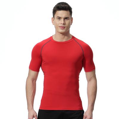 China Anti-Wrinkle Milk Shreds Polyester 85% Spandex 15% Mens Tight Shorts Sleeves Design High Quality T-shirts for sale