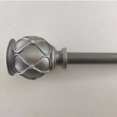 China Eco-friendly Wholesale Hot Sale Dark Color Tensile Steel Metal Finial Sliver Poly Curtain Rod for sale