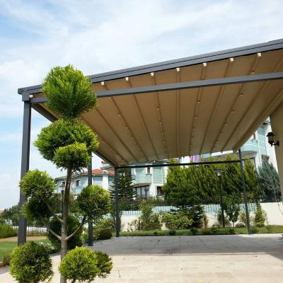 China Windproof Folding PVC Pergola Roof System Retractable Pergolas and Outdoor Retractable Gazebos Roof Greenhouse Side Tent for sale