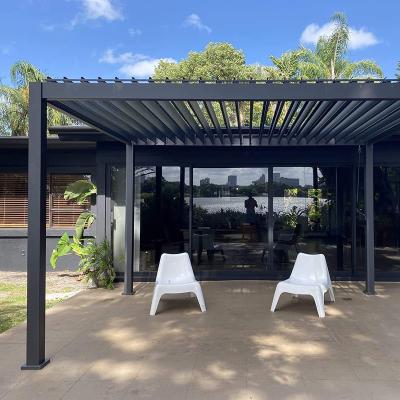 China Customized Retractable Garden Villa Garden PVC Folding PVC Pergola Roof Windproof System Retractable Pergolas for sale