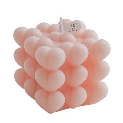 China Birthdays Heart Bubble Candles Cubic Scented Candles For Wedding Party Paraffin Soy Wax Candle for sale