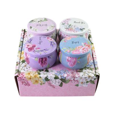 China Birthdays Scented Portable Tin Candles Gift Set For Women With Nature Soy Wax Candles ---4 Packs for sale