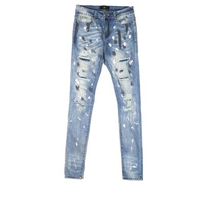 China QUICK DRY Crystal Paint classic indigo distressed jeans for men for sale