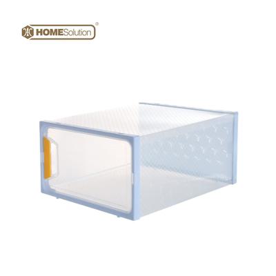 China Homesolution Cheap Traditional Light Weight Sturdy Shoe Display Boxes Clear Plastic Easy To Assemble Shoe Organizer Stackable Stackable for sale