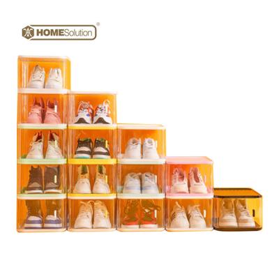 China New Arrival Traditional Transparent Design Household Honeycomb Magnetic Plastic Shoe Storage Display Box Customized for sale