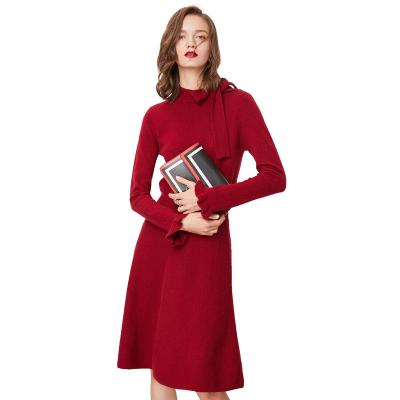 China High Quality Breathable Winter Autumn Women's Casual High Neck Long Sleeve Half Knit Sweater Dress for sale