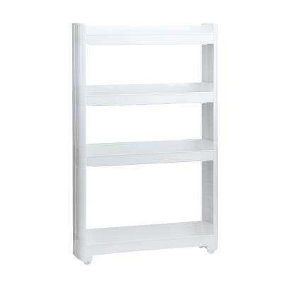 China Movable Slim Kitchen White Household Storage Sliding Racks And Multifunctional Storage Racks for sale