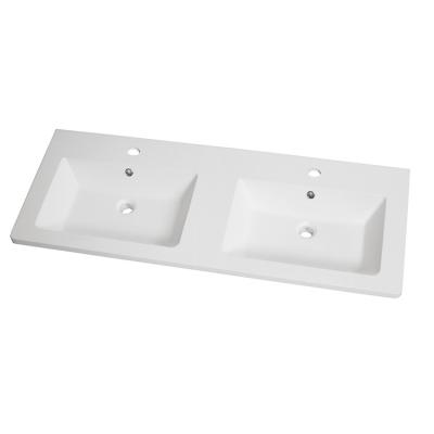 China 1200x460 Modern Bathroom Double Sink SMOOTH White Glossy Resin Basin for sale