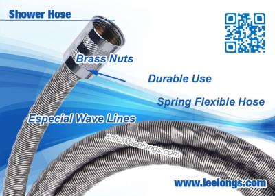 China Waving Dazzled Spring Flexible Shower Hose 1.5 m Stainless Steel With Brass Nuts for sale