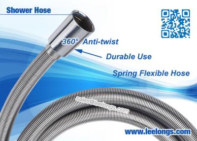 China 1.5m 2m 2.5m Anti-twisting Spring Flexible Shower Hose with Brass Nuts for sale