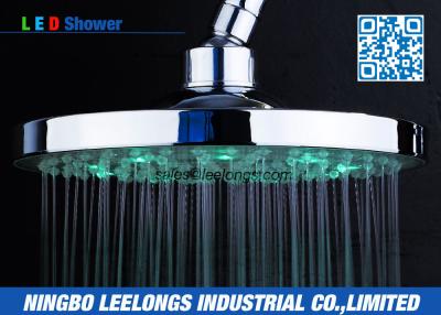 China Chrome Green LED Rain Shower Head Water Saver Eco Friendly With Brass Ball for sale