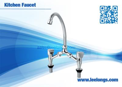 China Antique Double Handle Kitchen Basin Faucet Chrome / Polished For Home for sale