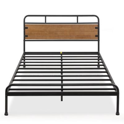 China Other home bed with forged metal frame and wooden design for bedroom furniture for sale