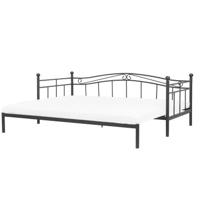 China 90 x 200 cm modern black metal caster bed for sale