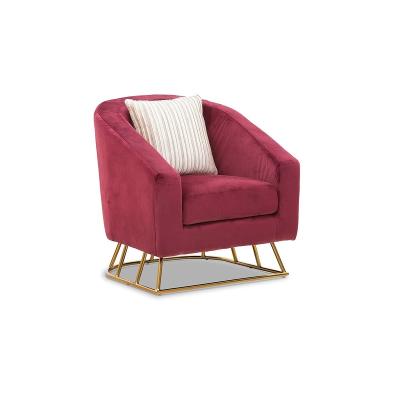 China New Design Stainless Steel Fabric Velvet Modern Leisure Chair Armchair Single Base Convertible Red Gold Chair For Living Furniture for sale