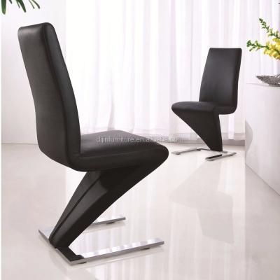 China (Height)Adjustable Black PU Leather Chrome Steel Z Shape Dining Chair Styles for sale