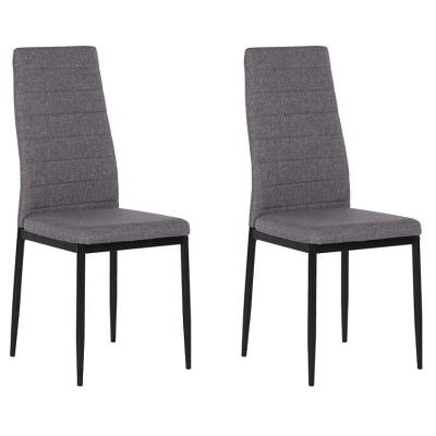 China Hot Selling Cheap Price Gray Black Power Coating Metal Cheap Legs Fabric High Back Dining Chairs KD Home Furniture for sale