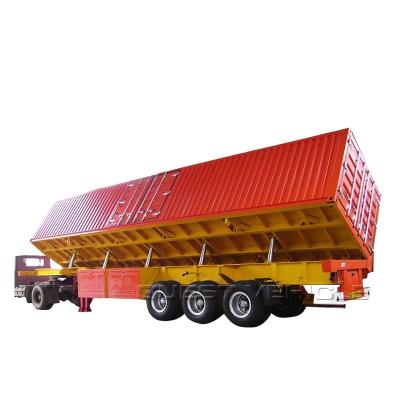 China Truck Trailer Price Side Dump Semi Trailer Ex Factory Trailer For 60 Tons Grain Load for sale